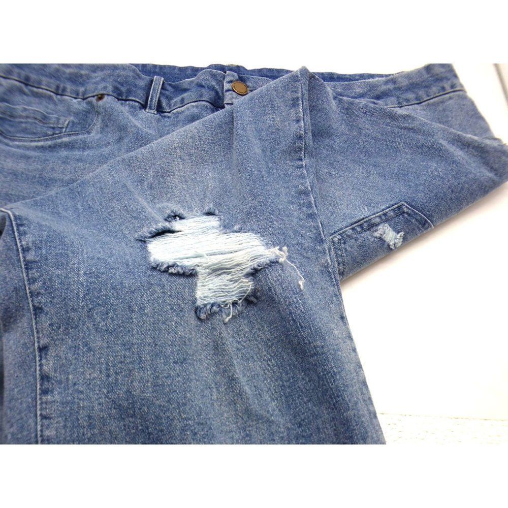 Nina Parker Trendy Plus Size Button-Fly Distressed Boyfriend Jeans, 18W - Picture 8 of 12